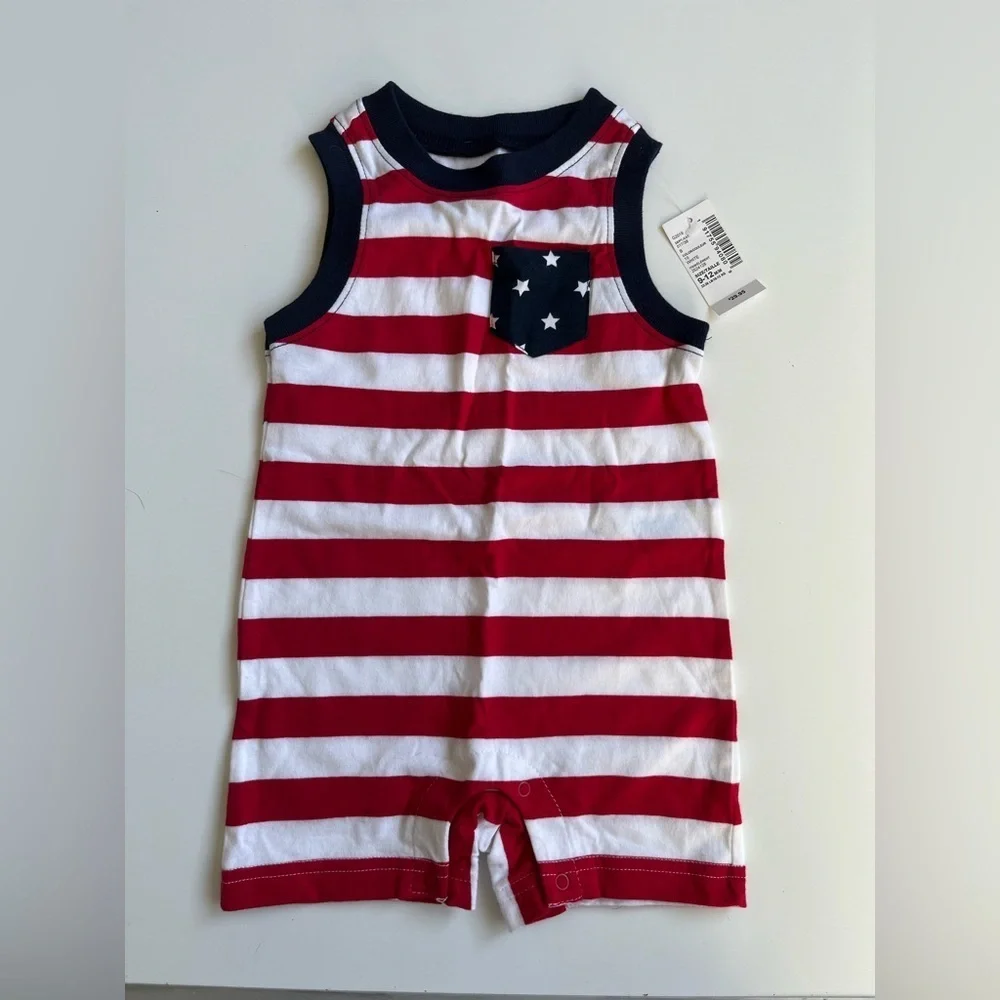 NWT The Children's Place Navy and White Striped Romper